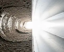 air duct cleaning services showing interior duct system inspection and cleaning in Aurora, IL